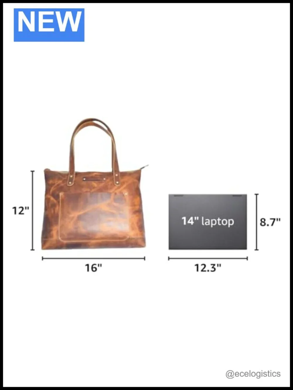Structured Genuine Leather Tote Bag Zipper Top Women Work Travel Handbag with